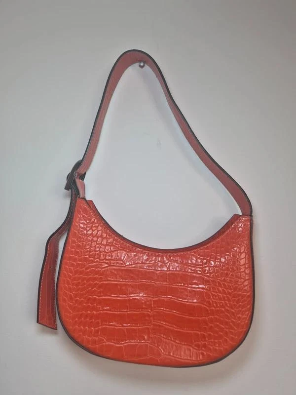 Sac a main Hotic orange effet croco vintage Y2K